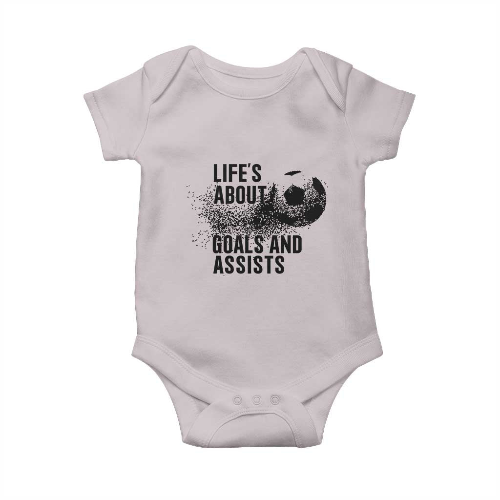 Funny Life Is About Goals And Assists Baby Onesie Goalkeepers Gifts