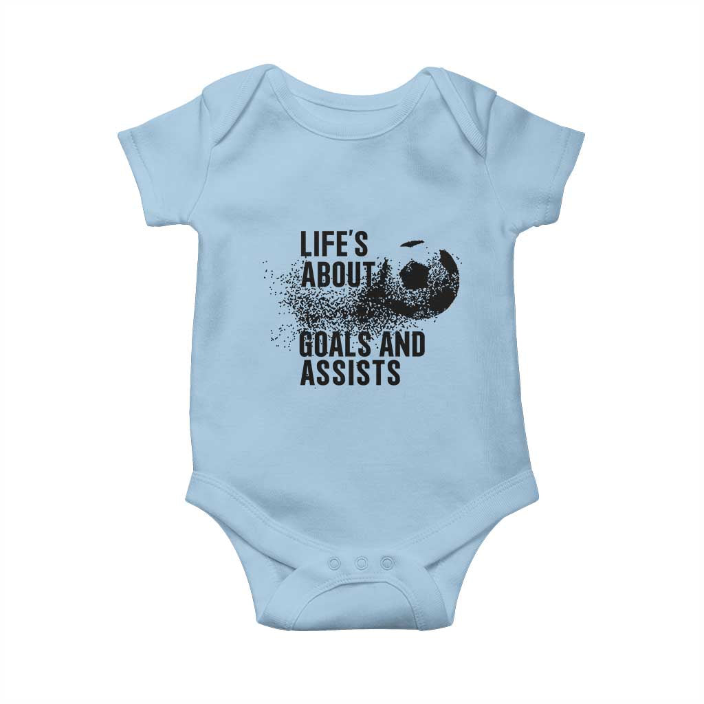 Funny Life Is About Goals And Assists Baby Onesie Goalkeepers Gifts