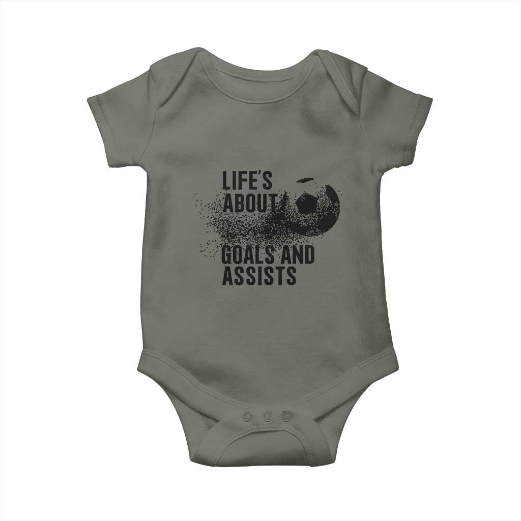 Funny Life Is About Goals And Assists Baby Onesie Goalkeepers Gifts
