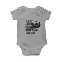 Funny Life Is About Goals And Assists Baby Onesie Goalkeepers Gifts