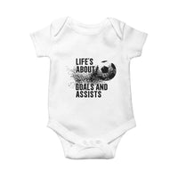 Funny Life Is About Goals And Assists Baby Onesie Goalkeepers Gifts