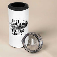 Funny Life Is About Goals And Assists 4 in 1 Can Cooler Tumbler Goalkeepers Gifts