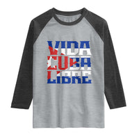 Viva Cuba Libre Raglan Shirt Cuban Freedom Supporter