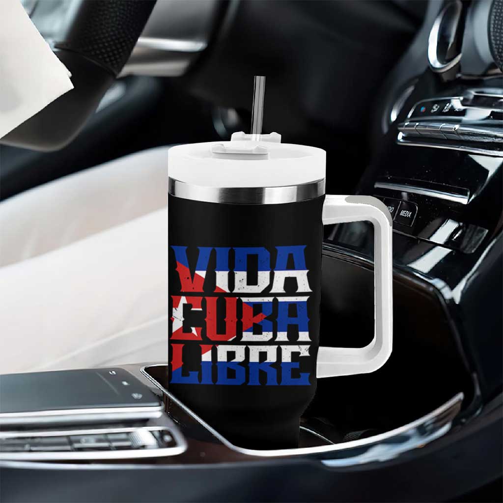 Viva Cuba Libre Tumbler With Handle Cuban Freedom Supporter