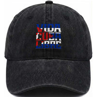 Viva Cuba Libre Washed Cotton Baseball Cap Cuban Freedom Supporter
