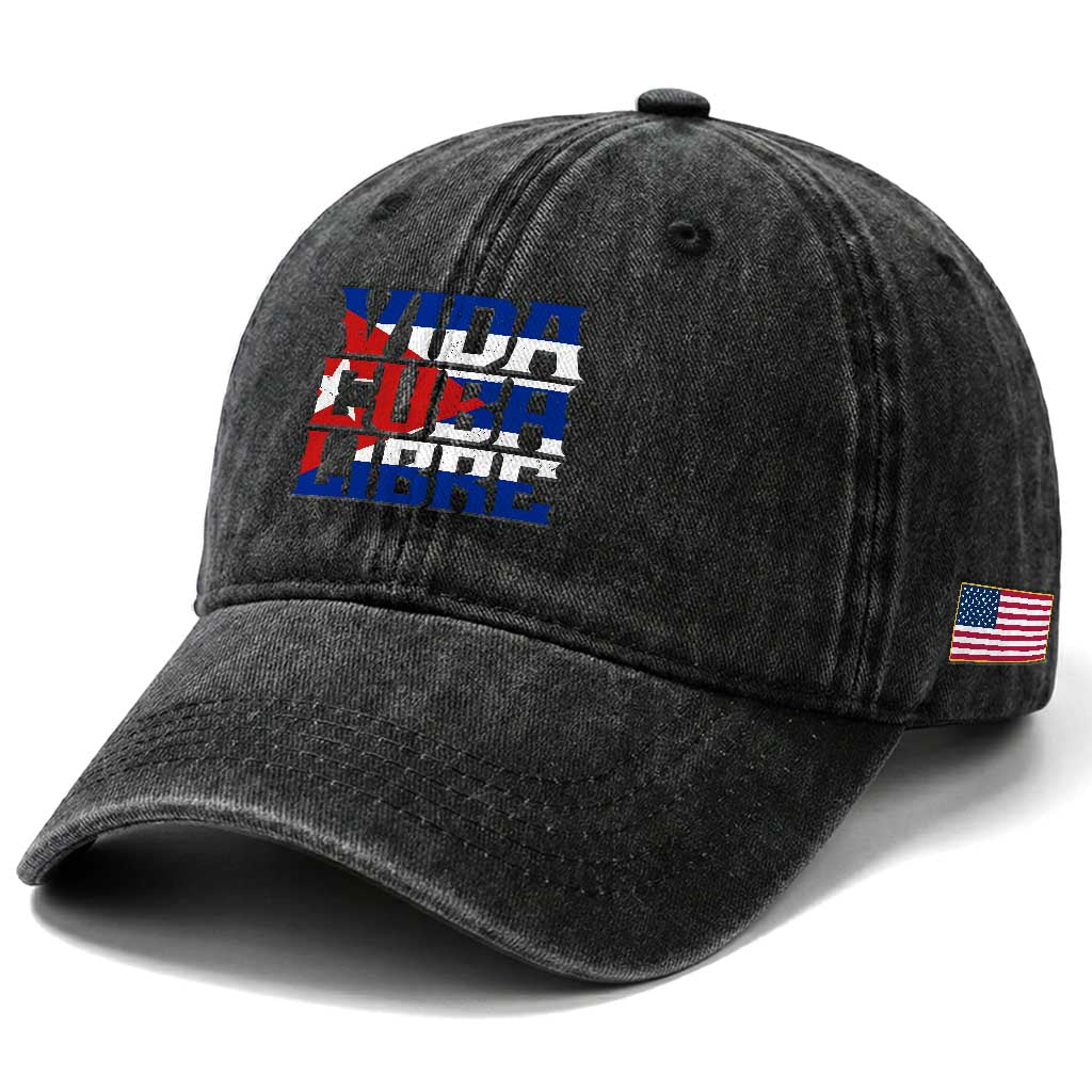 Viva Cuba Libre Washed Cotton Baseball Cap Cuban Freedom Supporter