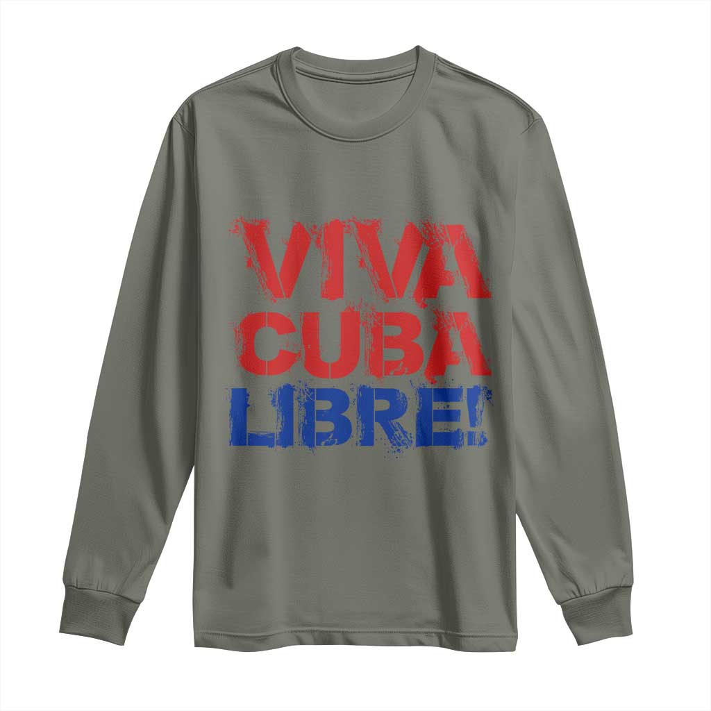 Viva Cuba Libre Long Sleeve Shirt SOS Cuba Stand With Freedom Movement