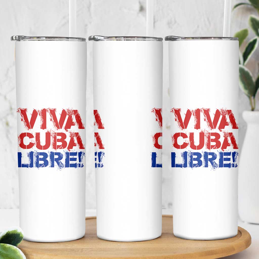 Viva Cuba Libre Skinny Tumbler SOS Cuba Stand With Freedom Movement