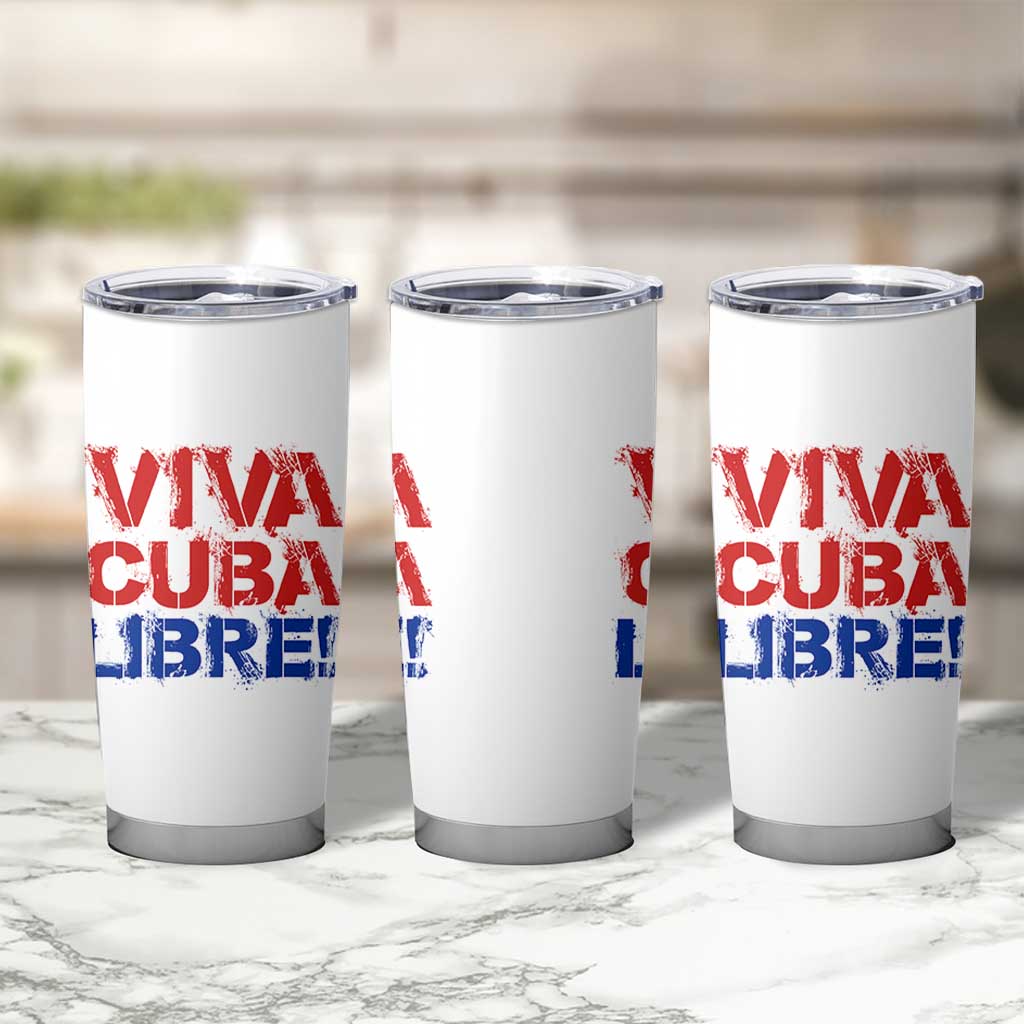 Viva Cuba Libre Tumbler Cup SOS Cuba Stand With Freedom Movement