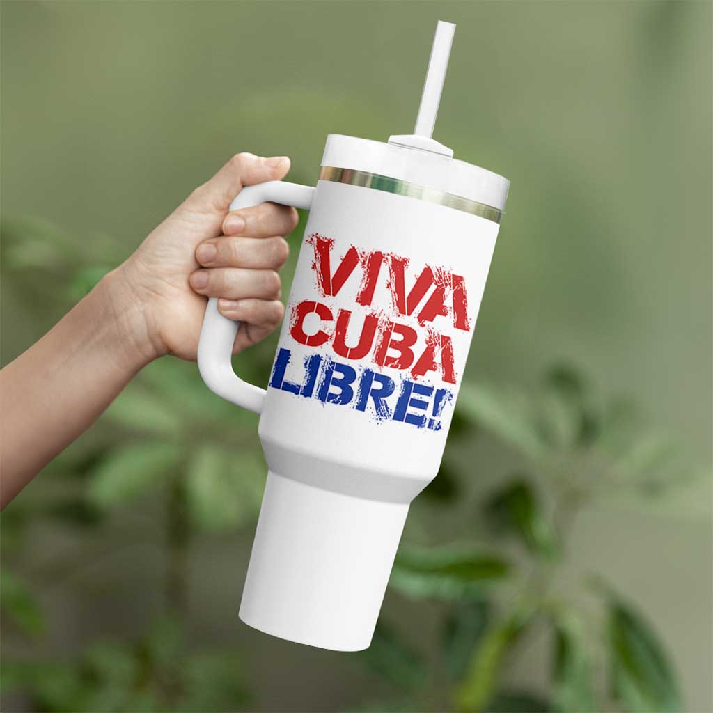Viva Cuba Libre Tumbler With Handle SOS Cuba Stand With Freedom Movement