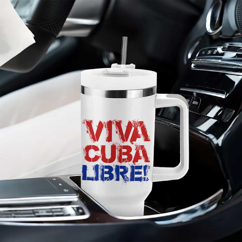 Viva Cuba Libre Tumbler With Handle SOS Cuba Stand With Freedom Movement