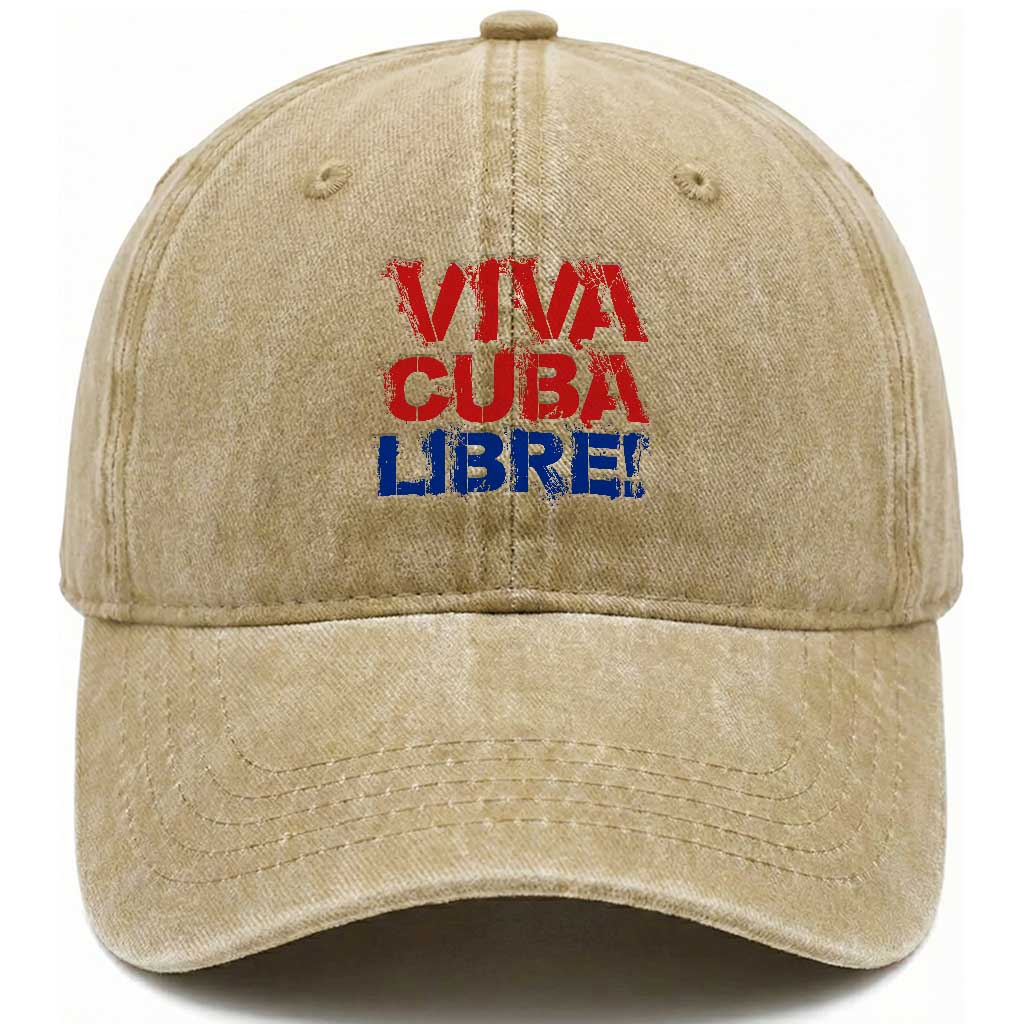 Viva Cuba Libre Washed Cotton Baseball Cap SOS Cuba Stand With Freedom Movement