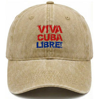 Viva Cuba Libre Washed Cotton Baseball Cap SOS Cuba Stand With Freedom Movement