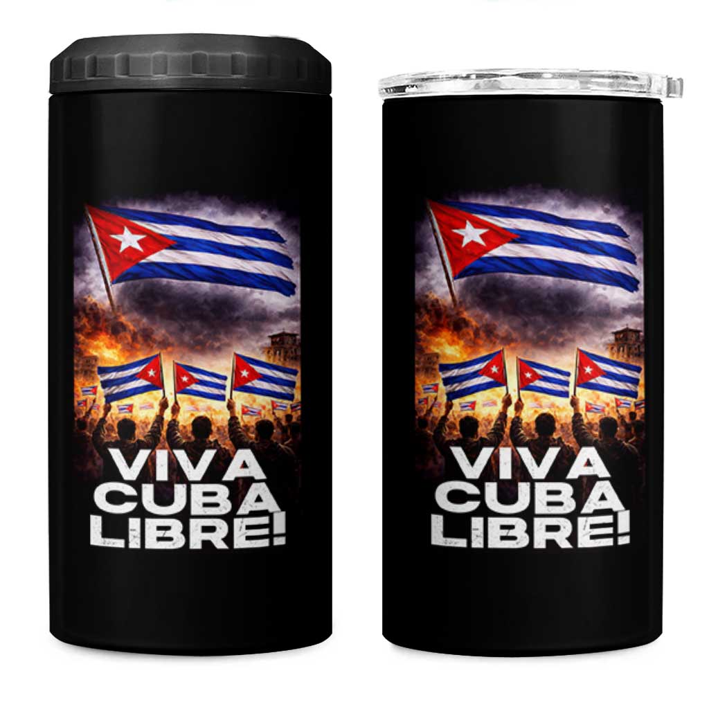 Viva Cuba Libre 4 in 1 Can Cooler Tumbler Cuban Freedom Protest