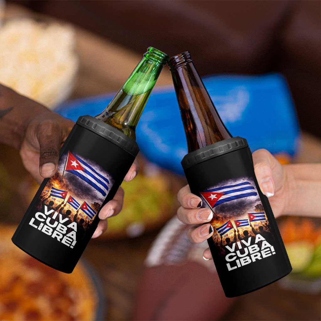 Viva Cuba Libre 4 in 1 Can Cooler Tumbler Cuban Freedom Protest