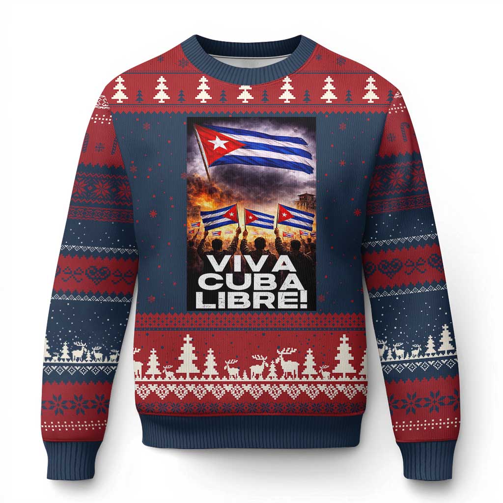 Viva Cuba Libre Ugly Christmas Sweater Cuban Freedom Protest