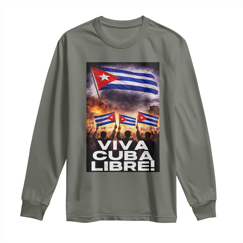 Viva Cuba Libre Long Sleeve Shirt Cuban Freedom Protest