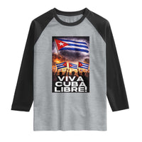 Viva Cuba Libre Raglan Shirt Cuban Freedom Protest
