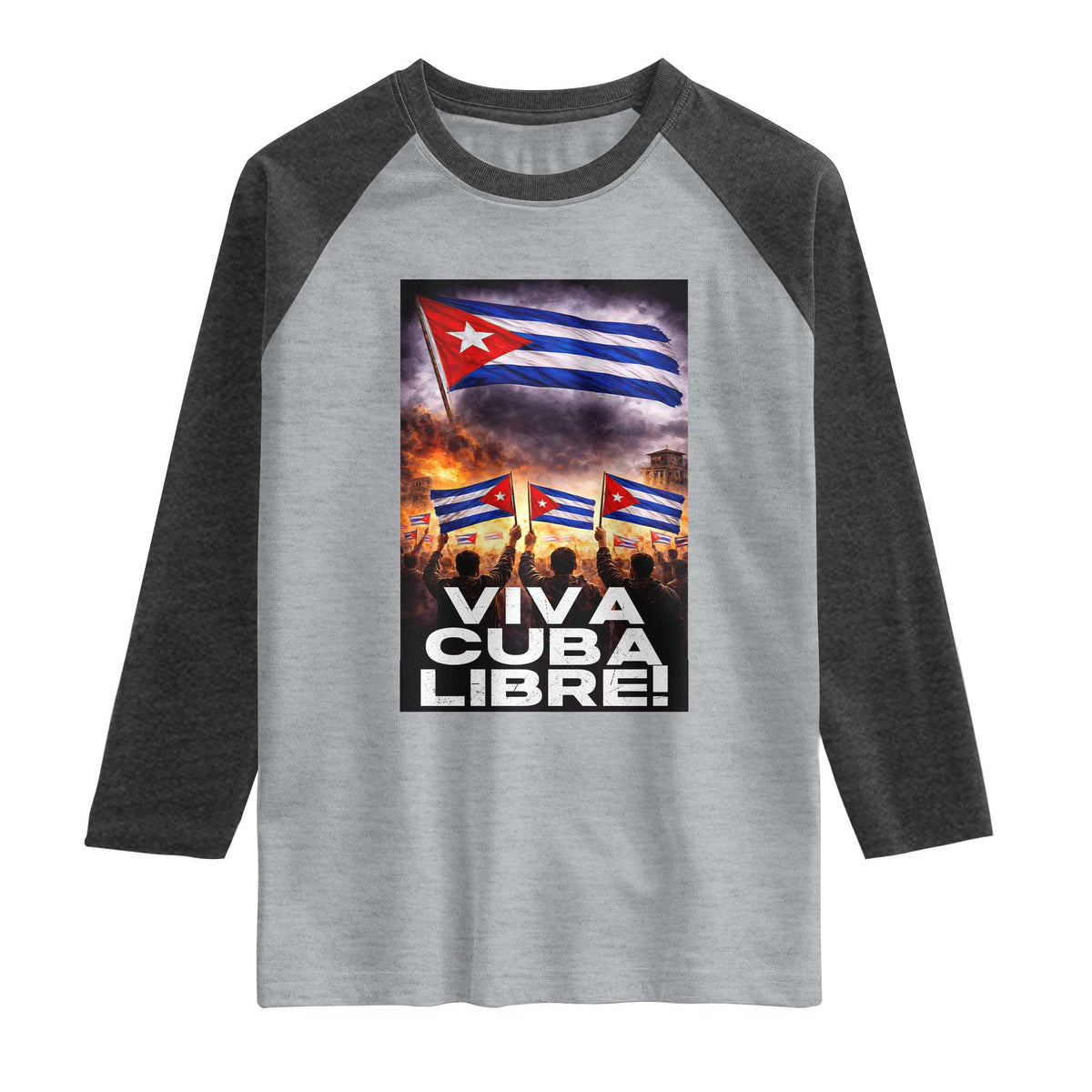 Viva Cuba Libre Raglan Shirt Cuban Freedom Protest