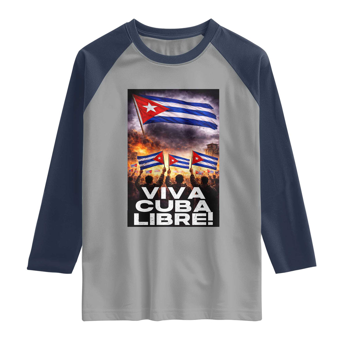 Viva Cuba Libre Raglan Shirt Cuban Freedom Protest
