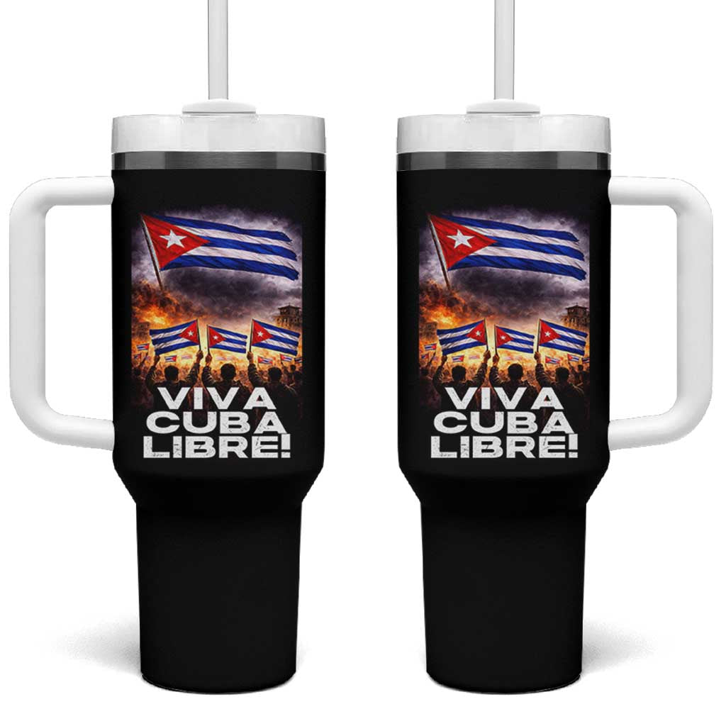 Viva Cuba Libre Tumbler With Handle Cuban Freedom Protest