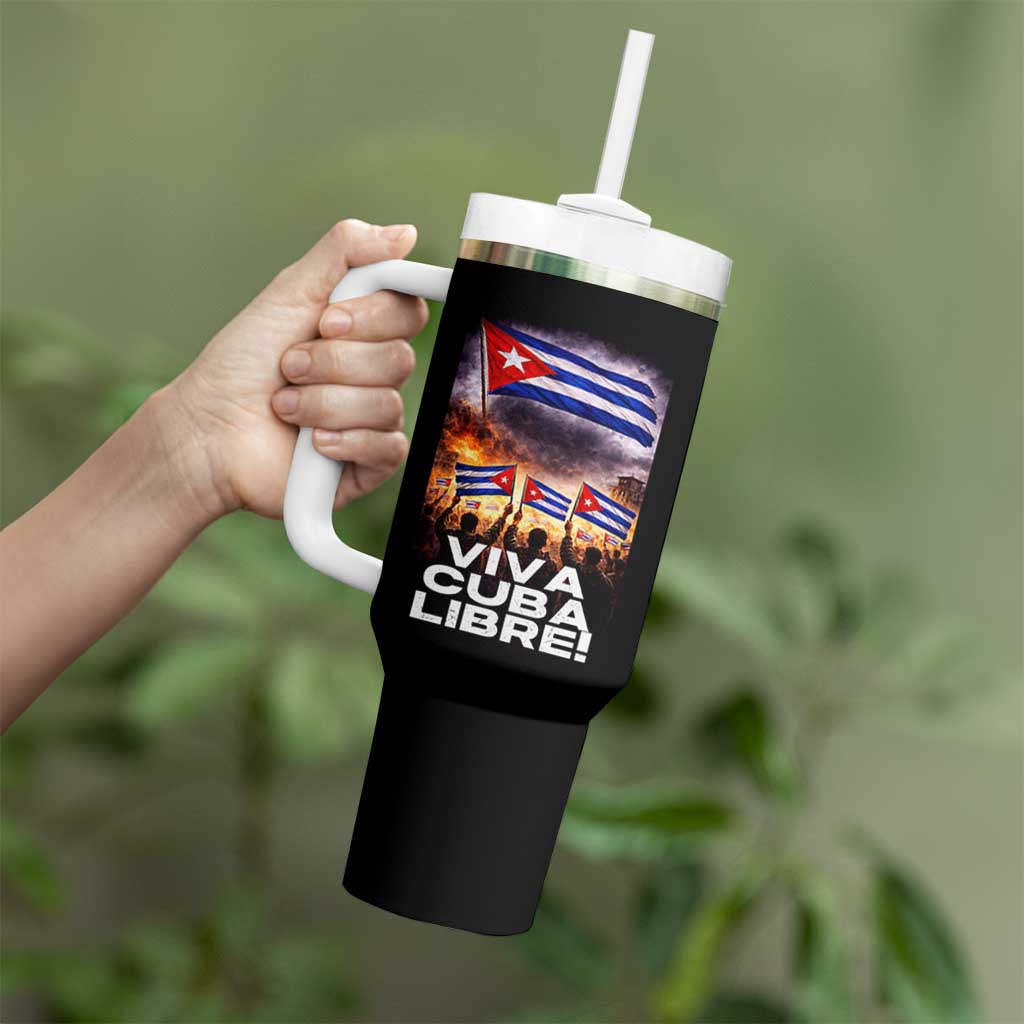 Viva Cuba Libre Tumbler With Handle Cuban Freedom Protest
