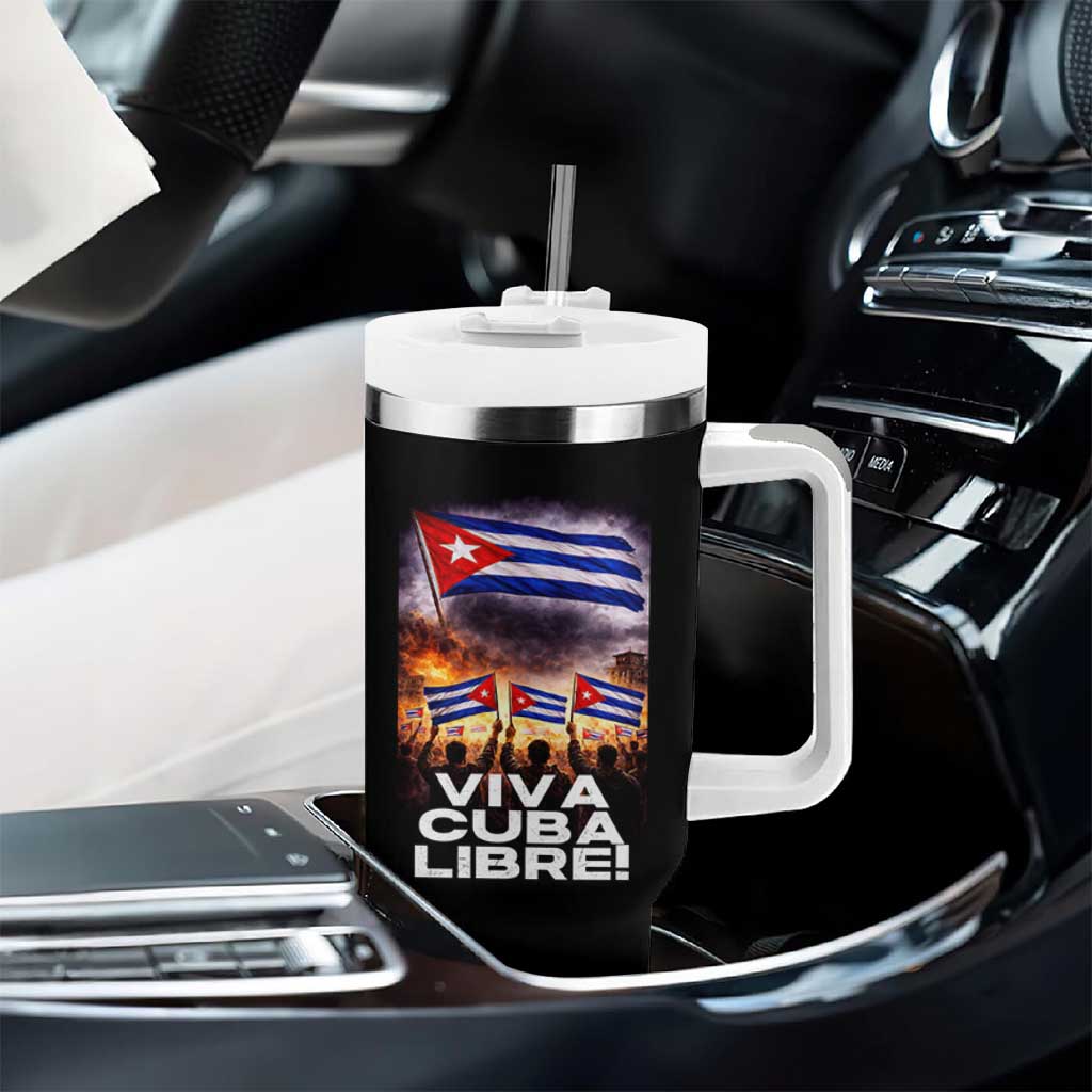 Viva Cuba Libre Tumbler With Handle Cuban Freedom Protest