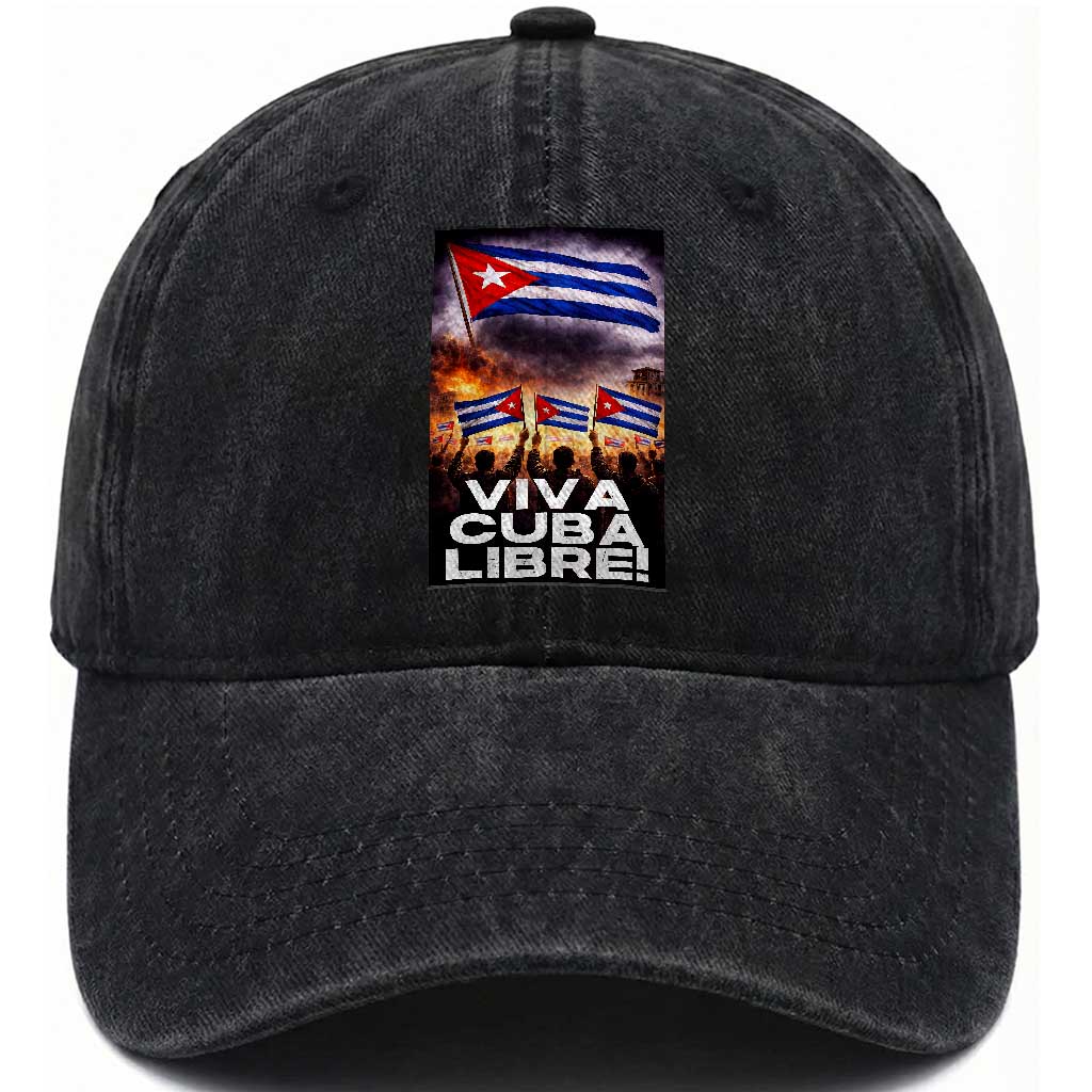 Viva Cuba Libre Washed Cotton Baseball Cap Cuban Freedom Protest