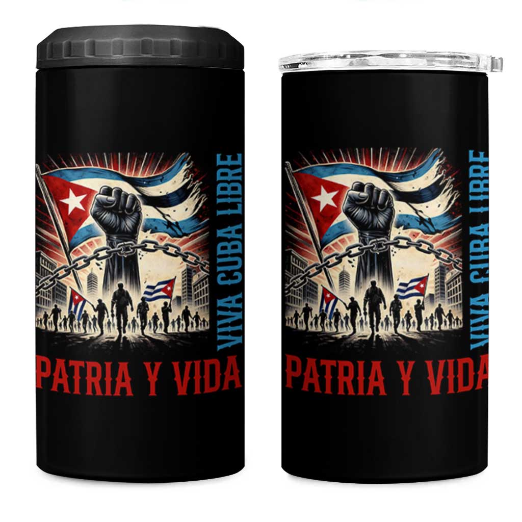 Cuban American Pride 4 in 1 Can Cooler Tumbler Viva Cuba Libre Supporter