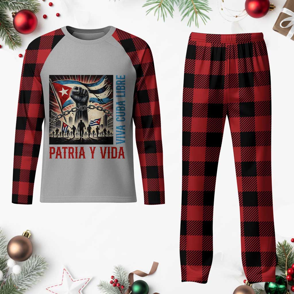 Cuban American Pride Plaid Pajama Set Viva Cuba Libre Supporter