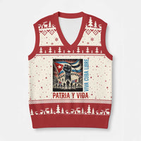 Cuban American Pride V-Neck Knit Sweater Vest Viva Cuba Libre Supporter