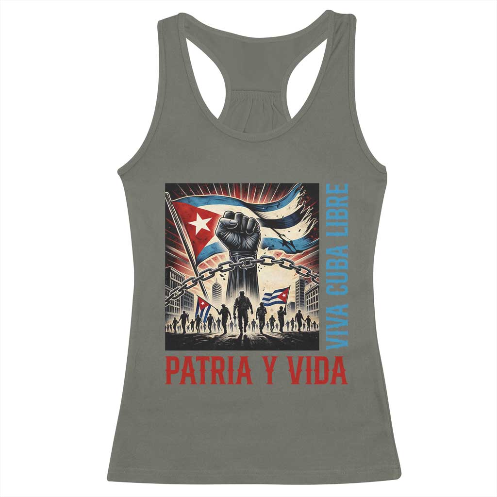 Cuban American Pride Racerback Tank Top Viva Cuba Libre Supporter