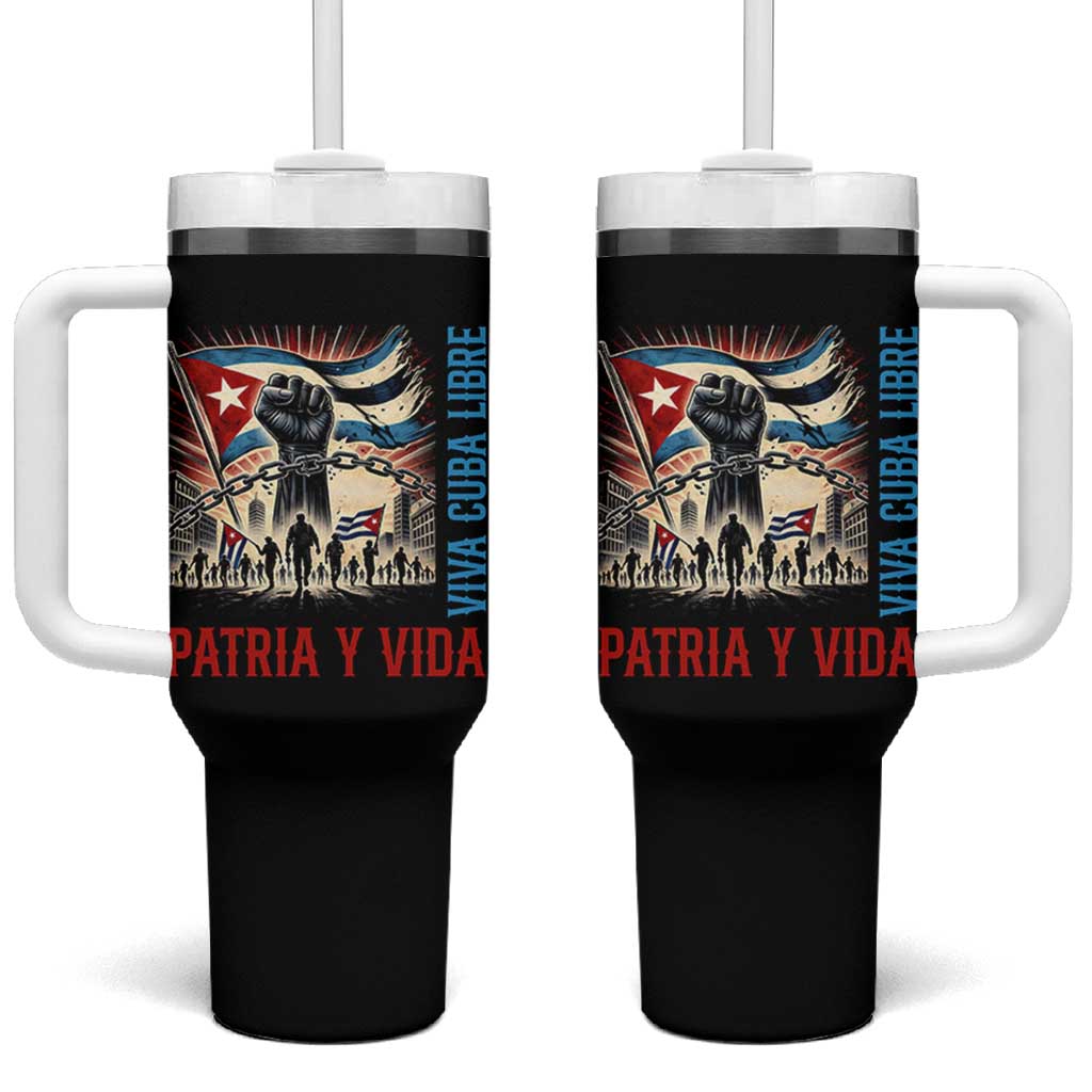 Cuban American Pride Tumbler With Handle Viva Cuba Libre Supporter