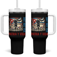 Cuban American Pride Tumbler With Handle Viva Cuba Libre Supporter