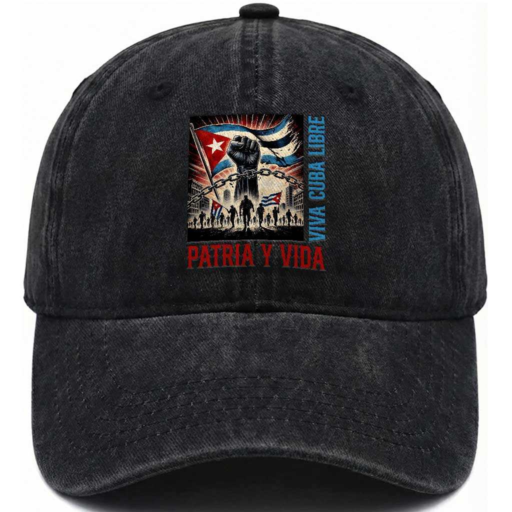 Cuban American Pride Washed Cotton Baseball Cap Viva Cuba Libre Supporter