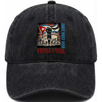 Cuban American Pride Washed Cotton Baseball Cap Viva Cuba Libre Supporter