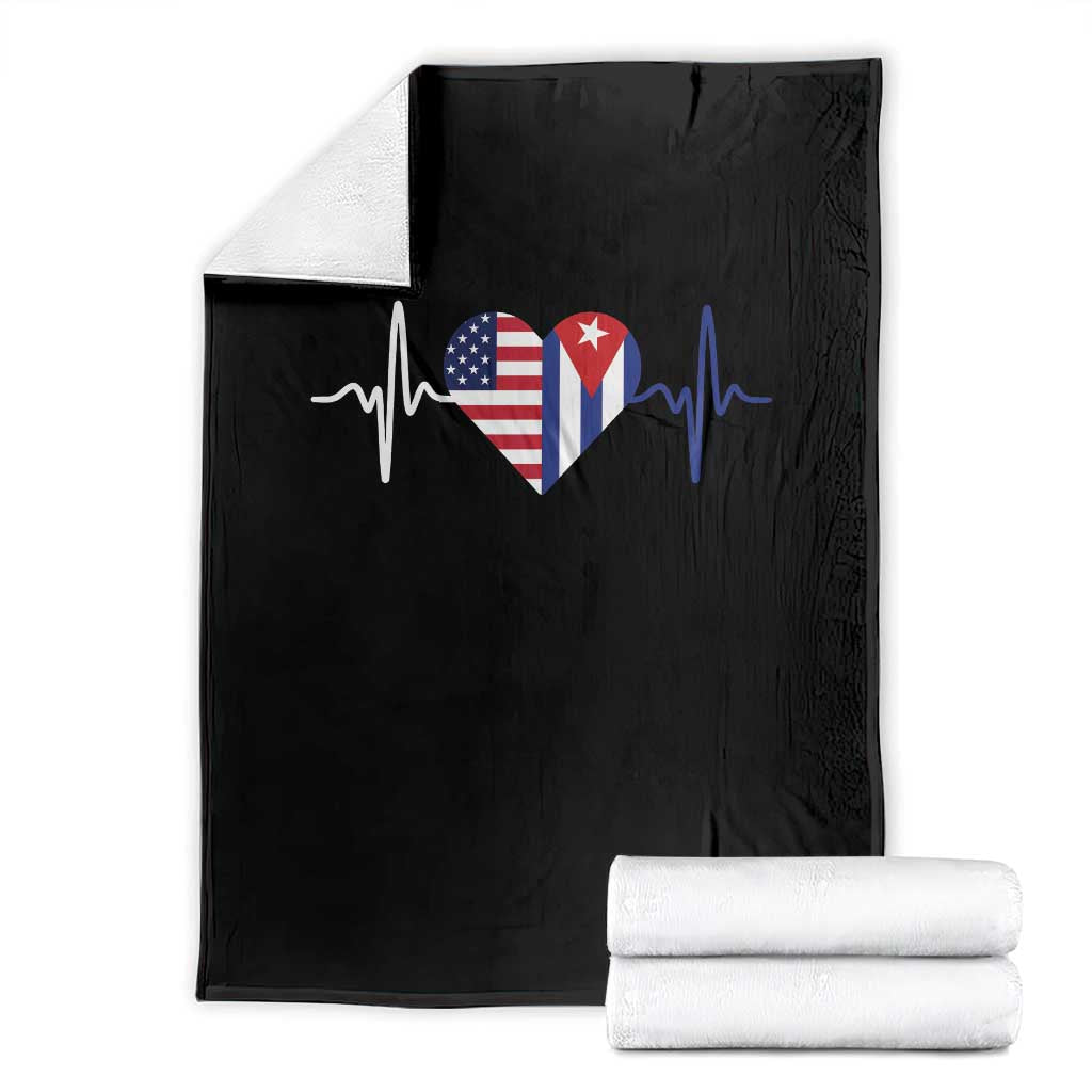 Heartbeat Cuba USA Throw Blanket Cuban American Pride