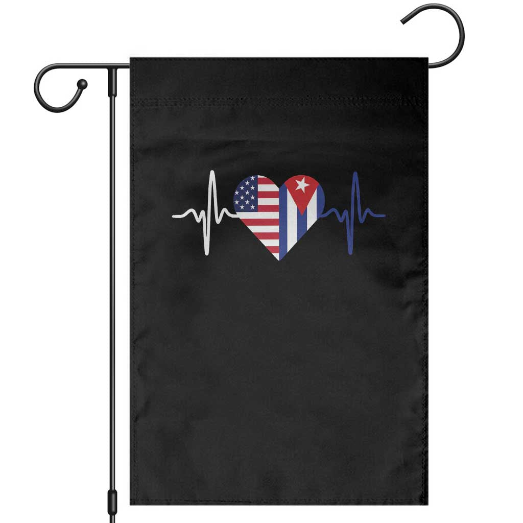 Heartbeat Cuba USA Garden Flag Cuban American Pride