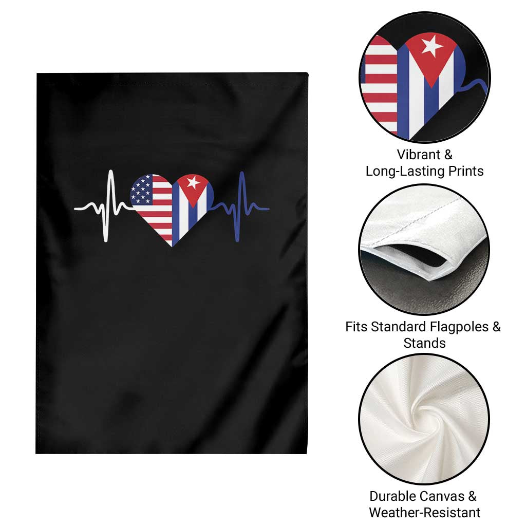 Heartbeat Cuba USA Garden Flag Cuban American Pride