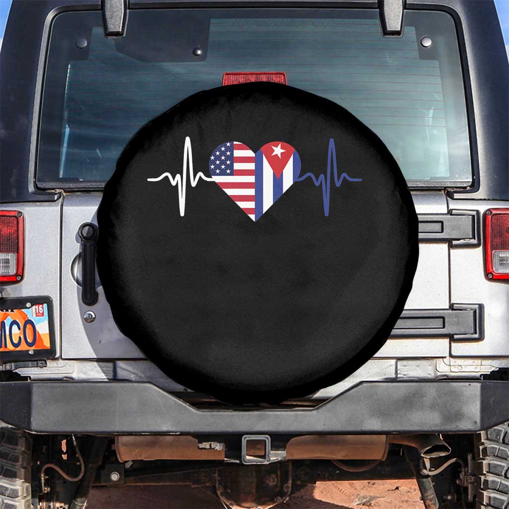 Heartbeat Cuba USA Spare Tire Cover Cuban American Pride