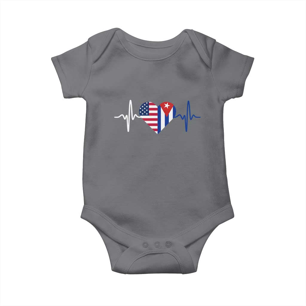 Heartbeat Cuba USA Baby Onesie Cuban American Pride