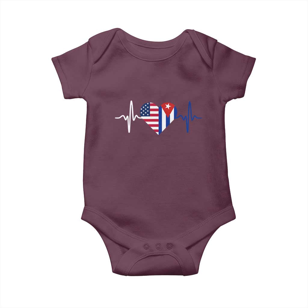 Heartbeat Cuba USA Baby Onesie Cuban American Pride