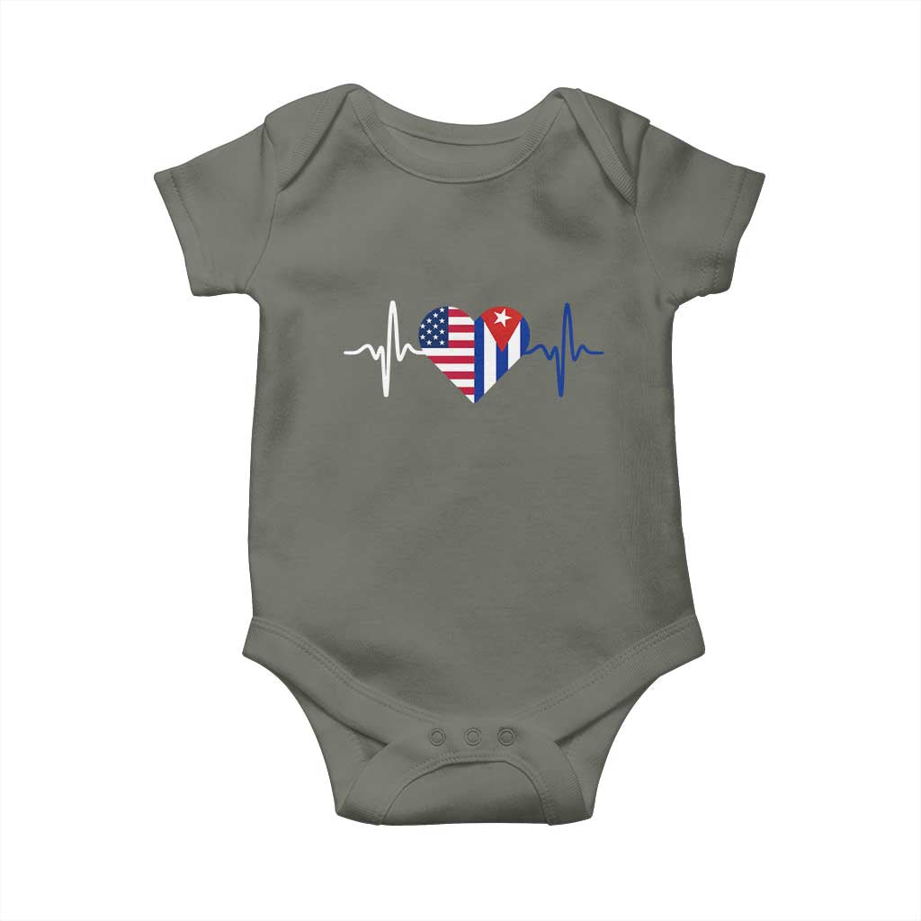 Heartbeat Cuba USA Baby Onesie Cuban American Pride