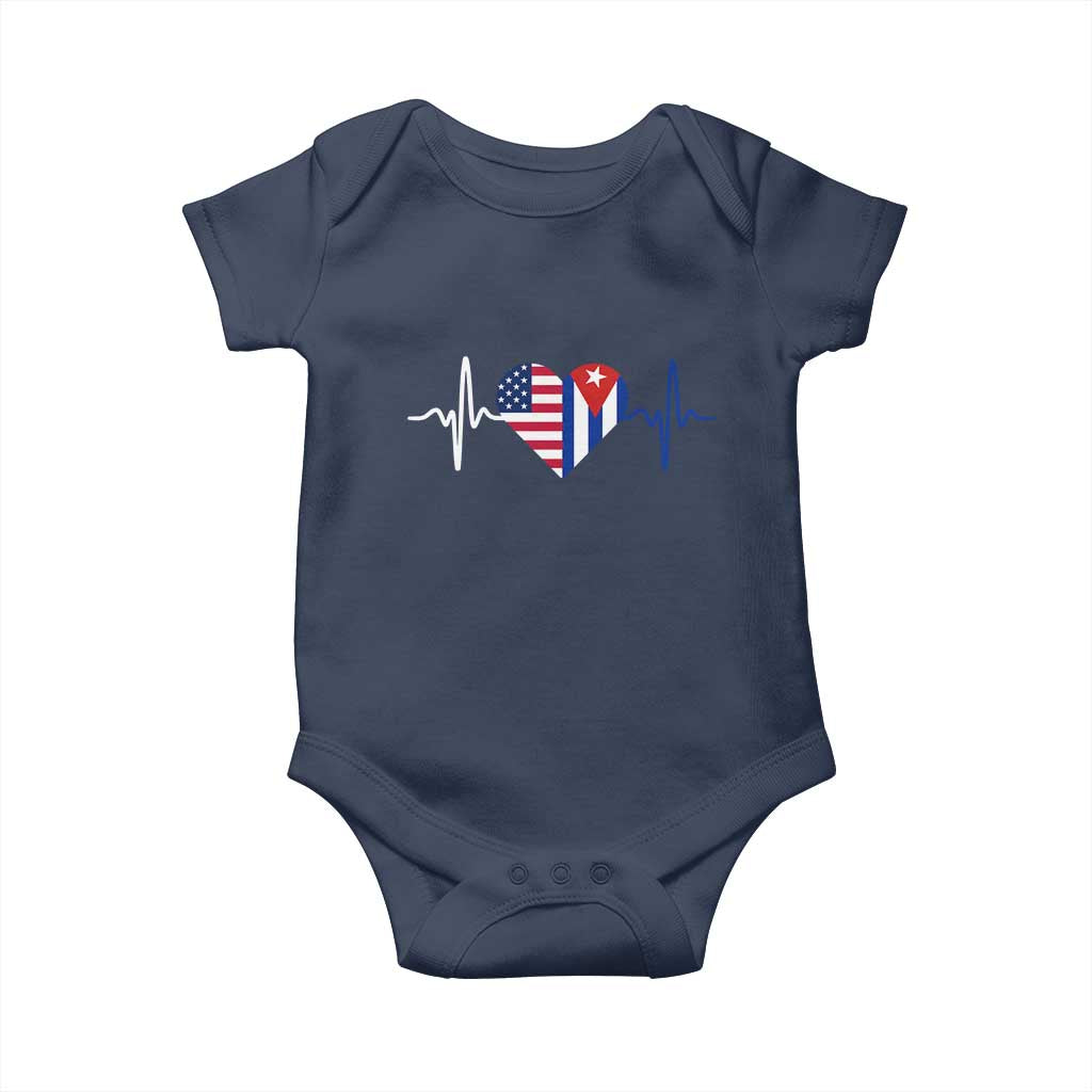 Heartbeat Cuba USA Baby Onesie Cuban American Pride