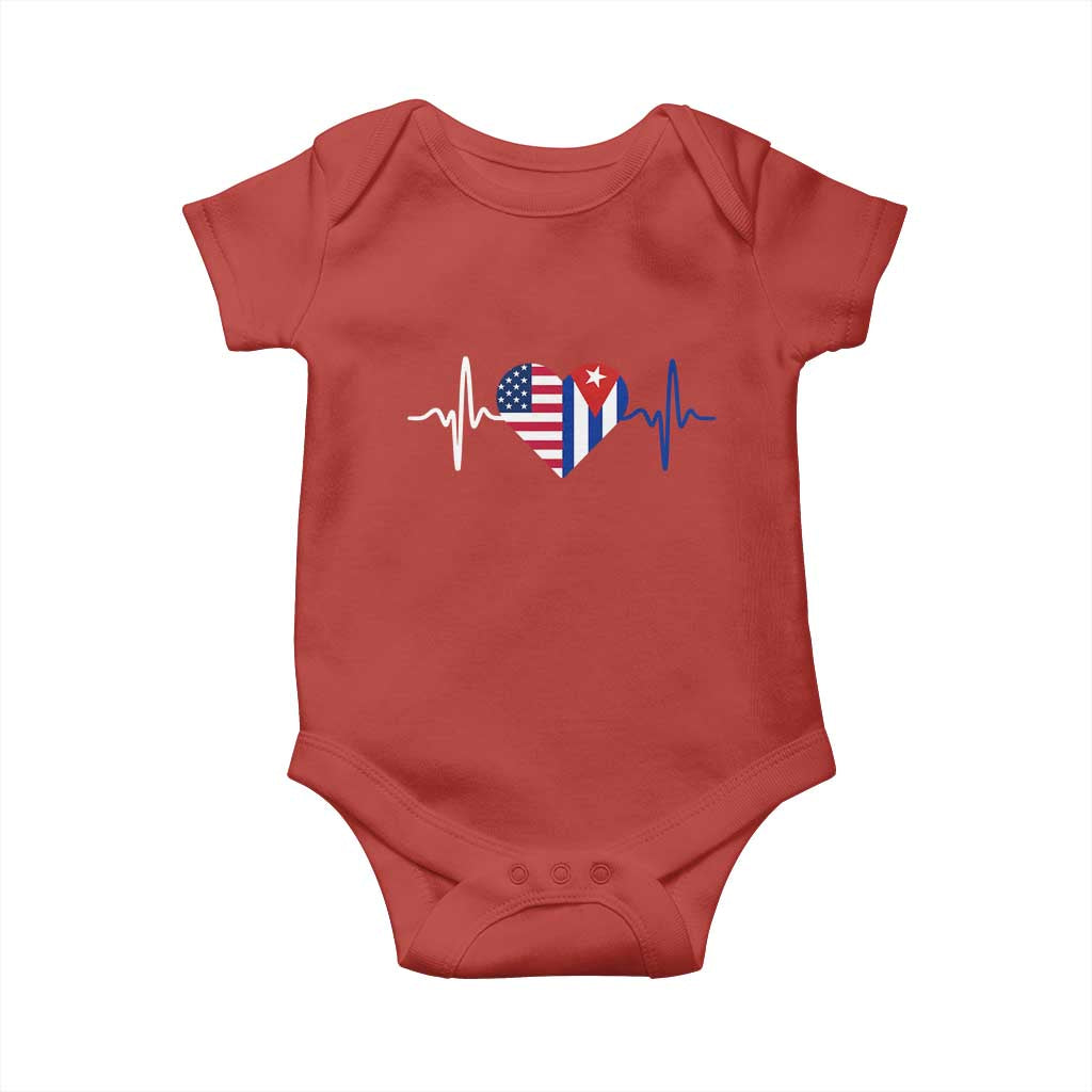 Heartbeat Cuba USA Baby Onesie Cuban American Pride