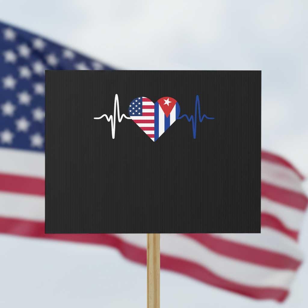 Heartbeat Cuba USA Protest Sign Cuban American Pride