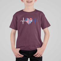 Heartbeat Cuba USA T Shirt For Kid Cuban American Pride