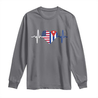 Heartbeat Cuba USA Long Sleeve Shirt Cuban American Pride