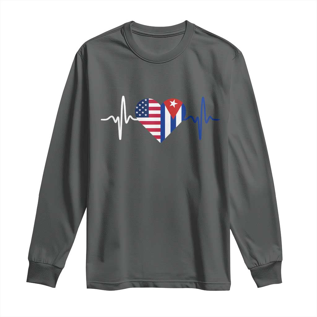 Heartbeat Cuba USA Long Sleeve Shirt Cuban American Pride