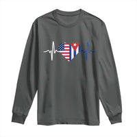 Heartbeat Cuba USA Long Sleeve Shirt Cuban American Pride